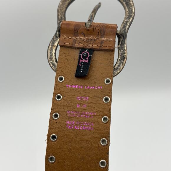 Chinese Laundry Women’s Leather Studded Tooled Belt 420116 Size M 32”-36” Canada - Picture 9 of 11